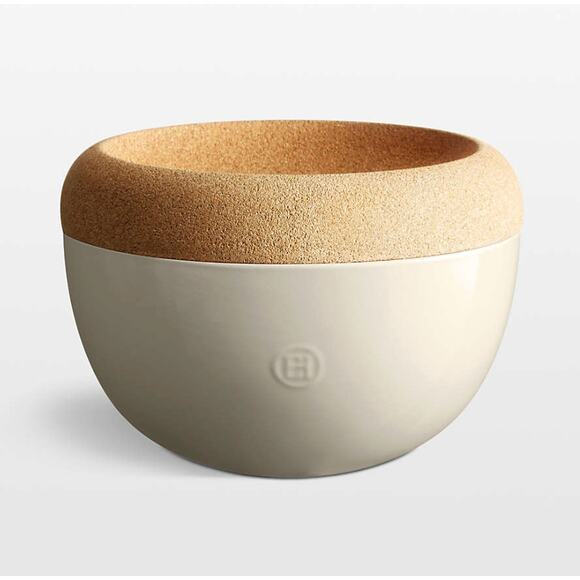EMILE HENRY NIB Deep Storage Bowl Ceramic W/ Cork Lid in Color Clay Beige - Picture 1 of 2